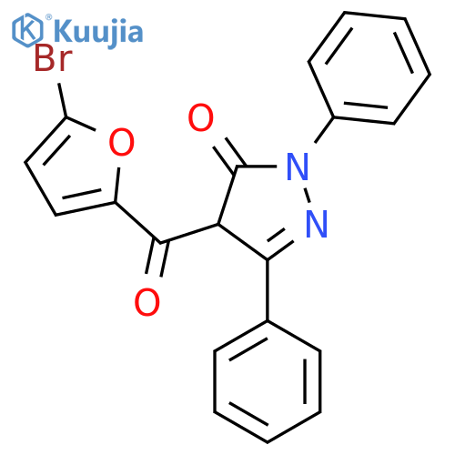 4-(5-bromofuran-2-carbonyl)-1,3-diphenyl-4,5-dihydro-1H-pyrazol-5-one structure