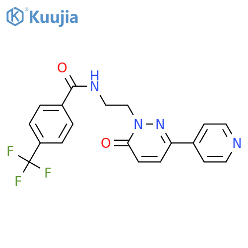 N-{2-[6-oxo-3-(pyridin-4-yl)-1,6-dihydropyridazin-1-yl]ethyl}-4-(trifluoromethyl)benzamide structure