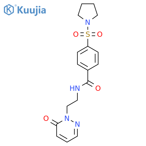 N-[2-(6-oxo-1,6-dihydropyridazin-1-yl)ethyl]-4-(pyrrolidine-1-sulfonyl)benzamide structure