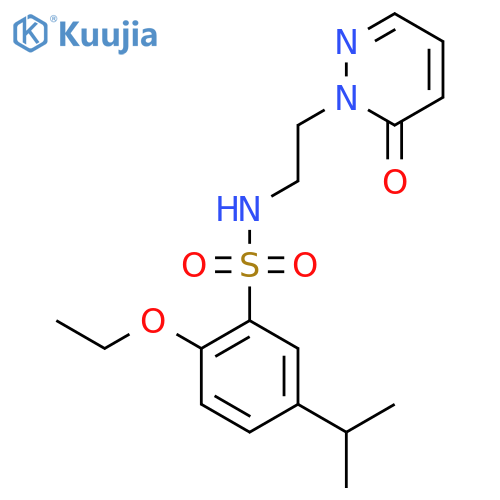2-ethoxy-N-[2-(6-oxo-1,6-dihydropyridazin-1-yl)ethyl]-5-(propan-2-yl)benzene-1-sulfonamide structure