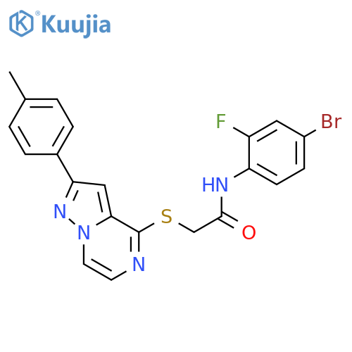 N-(4-bromo-2-fluorophenyl)-2-{[2-(4-methylphenyl)pyrazolo[1,5-a]pyrazin-4-yl]sulfanyl}acetamide structure
