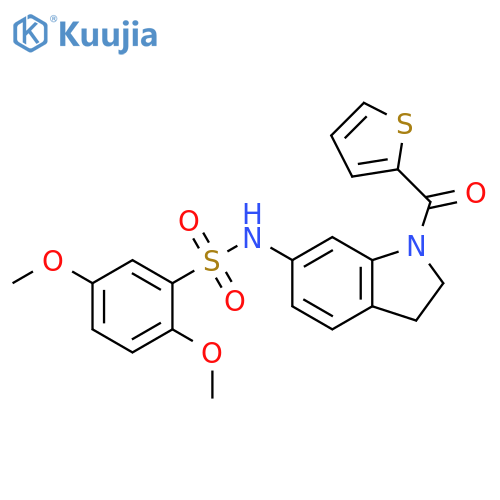 2,5-dimethoxy-N-[1-(thiophene-2-carbonyl)-2,3-dihydro-1H-indol-6-yl]benzene-1-sulfonamide structure