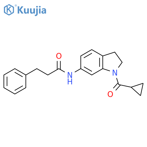 N-(1-cyclopropanecarbonyl-2,3-dihydro-1H-indol-6-yl)-3-phenylpropanamide structure