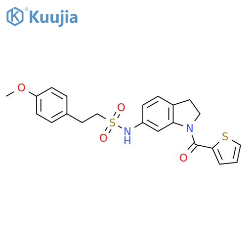 2-(4-methoxyphenyl)-N-[1-(thiophene-2-carbonyl)-2,3-dihydro-1H-indol-6-yl]ethane-1-sulfonamide structure