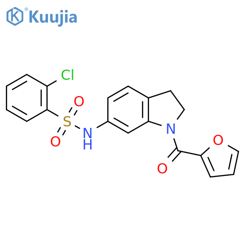 2-chloro-N-[1-(furan-2-carbonyl)-2,3-dihydro-1H-indol-6-yl]benzene-1-sulfonamide structure