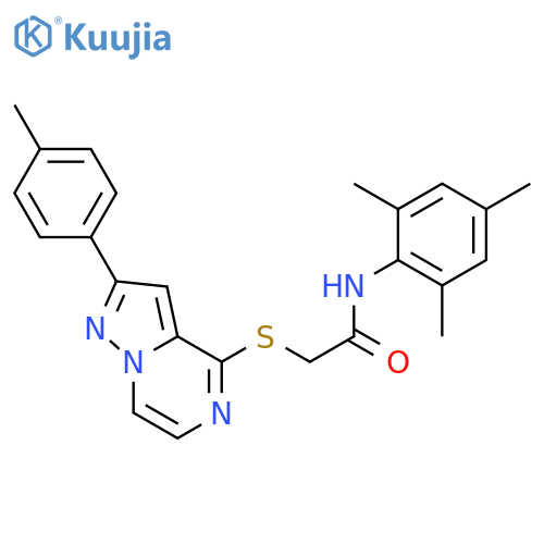2-{[2-(4-methylphenyl)pyrazolo[1,5-a]pyrazin-4-yl]sulfanyl}-N-(2,4,6-trimethylphenyl)acetamide structure