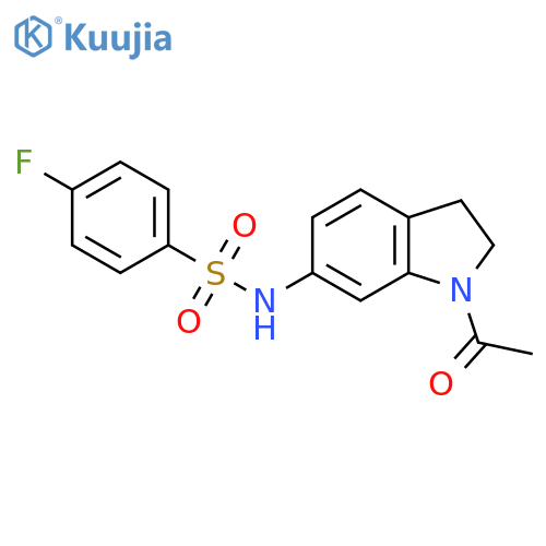 N-(1-acetyl-2,3-dihydro-1H-indol-6-yl)-4-fluorobenzene-1-sulfonamide structure