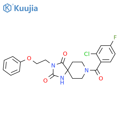 8-(2-chloro-4-fluorobenzoyl)-3-(2-phenoxyethyl)-1,3,8-triazaspiro[4.5]decane-2,4-dione structure