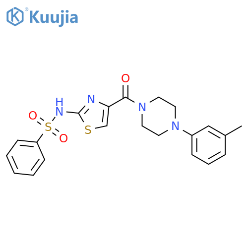 N-{4-[4-(3-methylphenyl)piperazine-1-carbonyl]-1,3-thiazol-2-yl}benzenesulfonamide structure
