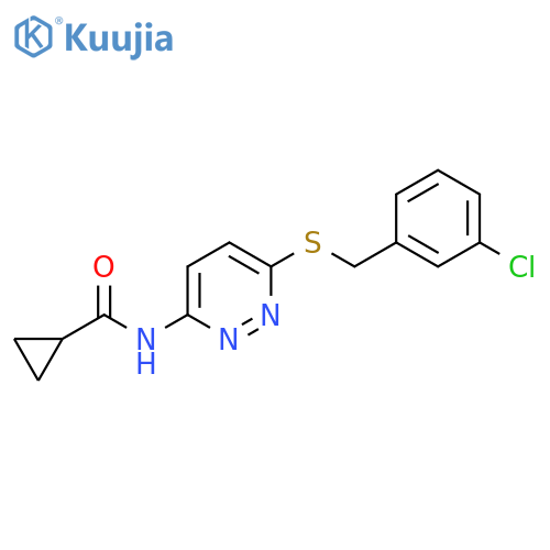N-(6-{[(3-chlorophenyl)methyl]sulfanyl}pyridazin-3-yl)cyclopropanecarboxamide structure