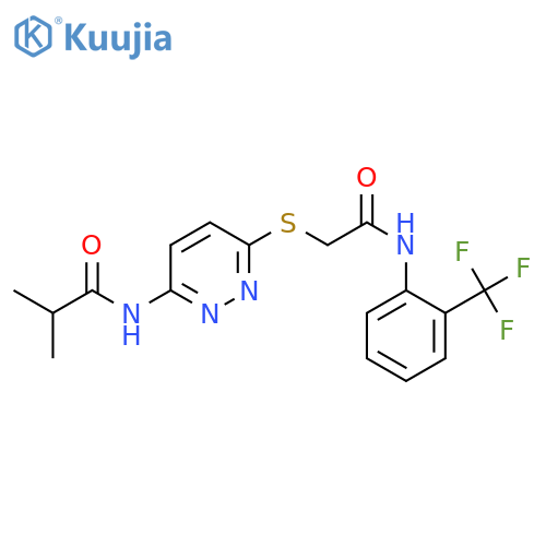 2-methyl-N-{6-[({[2-(trifluoromethyl)phenyl]carbamoyl}methyl)sulfanyl]pyridazin-3-yl}propanamide structure