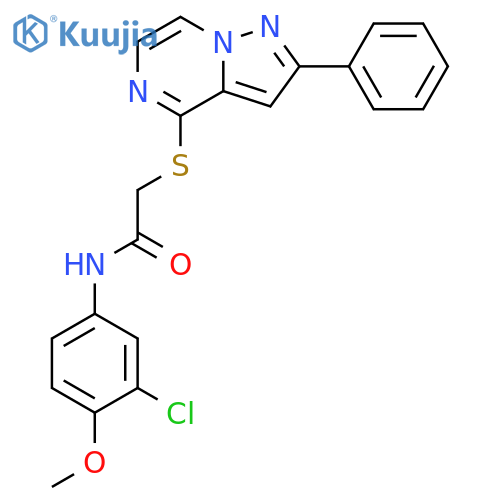 N-(3-chloro-4-methoxyphenyl)-2-({2-phenylpyrazolo[1,5-a]pyrazin-4-yl}sulfanyl)acetamide structure