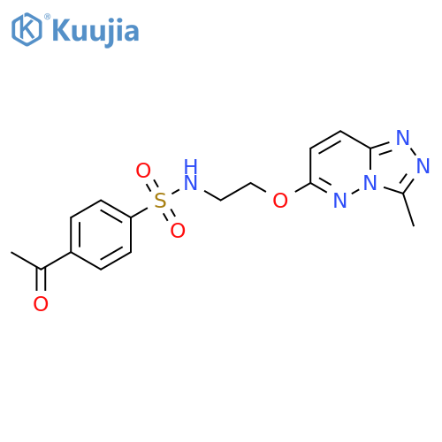 4-acetyl-N-[2-({3-methyl-[1,2,4]triazolo[4,3-b]pyridazin-6-yl}oxy)ethyl]benzene-1-sulfonamide structure