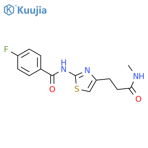 4-fluoro-N-{4-[2-(methylcarbamoyl)ethyl]-1,3-thiazol-2-yl}benzamide structure