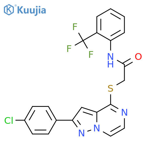 2-{[2-(4-chlorophenyl)pyrazolo[1,5-a]pyrazin-4-yl]sulfanyl}-N-[2-(trifluoromethyl)phenyl]acetamide structure