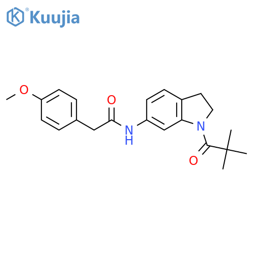 N-[1-(2,2-dimethylpropanoyl)-2,3-dihydro-1H-indol-6-yl]-2-(4-methoxyphenyl)acetamide structure