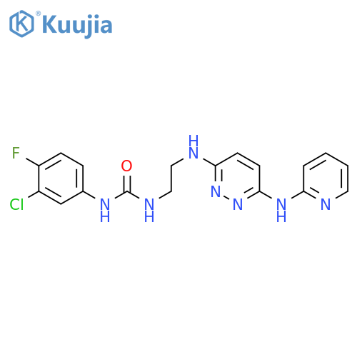 1-(3-chloro-4-fluorophenyl)-3-[2-({6-[(pyridin-2-yl)amino]pyridazin-3-yl}amino)ethyl]urea structure