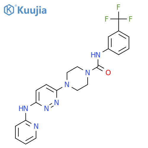 4-{6-[(pyridin-2-yl)amino]pyridazin-3-yl}-N-[3-(trifluoromethyl)phenyl]piperazine-1-carboxamide structure