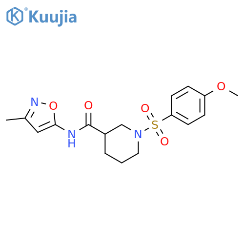 1-(4-methoxybenzenesulfonyl)-N-(3-methyl-1,2-oxazol-5-yl)piperidine-3-carboxamide structure