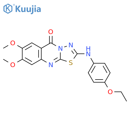 2-[(4-ethoxyphenyl)amino]-7,8-dimethoxy-5H-[1,3,4]thiadiazolo[2,3-b]quinazolin-5-one structure