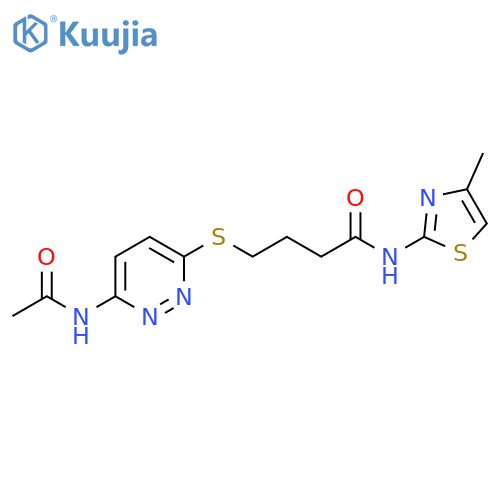 4-[(6-acetamidopyridazin-3-yl)sulfanyl]-N-(4-methyl-1,3-thiazol-2-yl)butanamide structure