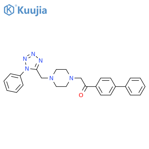 2-{[1,1'-biphenyl]-4-yl}-1-{4-[(1-phenyl-1H-1,2,3,4-tetrazol-5-yl)methyl]piperazin-1-yl}ethan-1-one structure