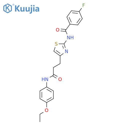 N-(4-{2-[(4-ethoxyphenyl)carbamoyl]ethyl}-1,3-thiazol-2-yl)-4-fluorobenzamide structure