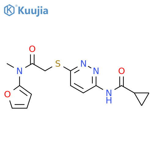 N-{6-[({[(furan-2-yl)methyl]carbamoyl}methyl)sulfanyl]pyridazin-3-yl}cyclopropanecarboxamide structure
