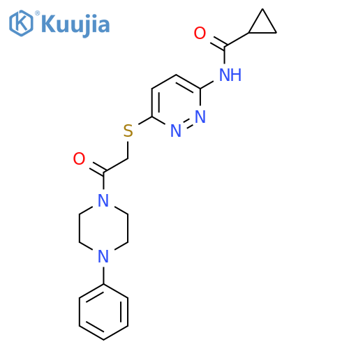 N-(6-{[2-oxo-2-(4-phenylpiperazin-1-yl)ethyl]sulfanyl}pyridazin-3-yl)cyclopropanecarboxamide structure