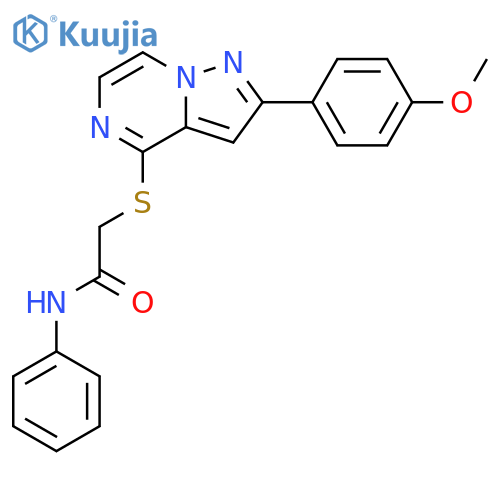 2-{[2-(4-methoxyphenyl)pyrazolo[1,5-a]pyrazin-4-yl]sulfanyl}-N-phenylacetamide structure
