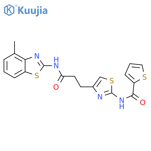 N-(4-{2-[(4-methyl-1,3-benzothiazol-2-yl)carbamoyl]ethyl}-1,3-thiazol-2-yl)thiophene-2-carboxamide structure