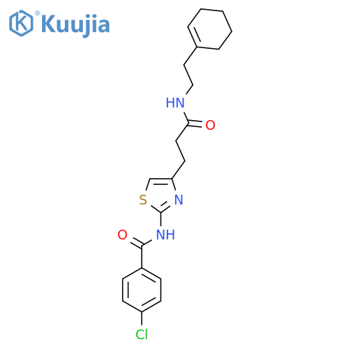 4-chloro-N-[4-(2-{[2-(cyclohex-1-en-1-yl)ethyl]carbamoyl}ethyl)-1,3-thiazol-2-yl]benzamide structure