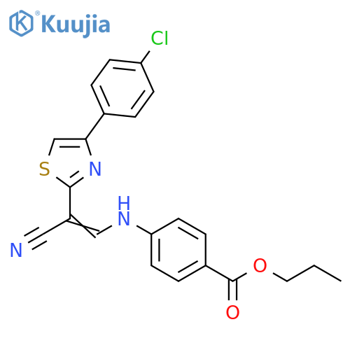 propyl 4-{[(1E)-2-[4-(4-chlorophenyl)-1,3-thiazol-2-yl]-2-cyanoeth-1-en-1-yl]amino}benzoate structure