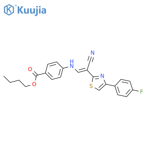 butyl 4-{[(1E)-2-cyano-2-[4-(4-fluorophenyl)-1,3-thiazol-2-yl]eth-1-en-1-yl]amino}benzoate structure