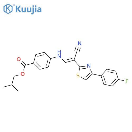 2-methylpropyl 4-{[(1E)-2-cyano-2-[4-(4-fluorophenyl)-1,3-thiazol-2-yl]eth-1-en-1-yl]amino}benzoate structure