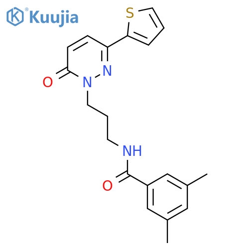 3,5-dimethyl-N-{3-[6-oxo-3-(thiophen-2-yl)-1,6-dihydropyridazin-1-yl]propyl}benzamide structure