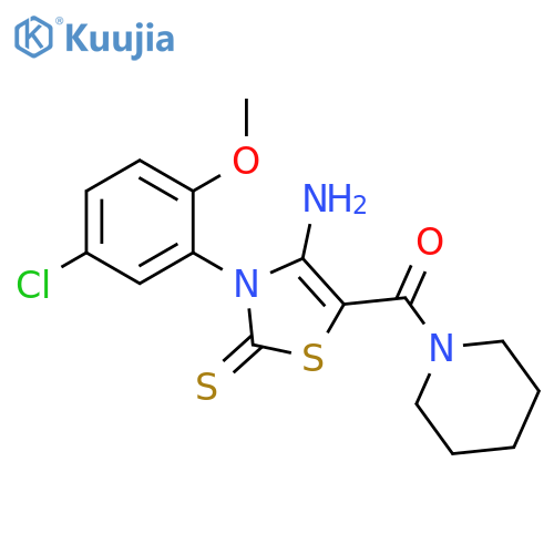 4-amino-3-(5-chloro-2-methoxyphenyl)-5-(piperidine-1-carbonyl)-2,3-dihydro-1,3-thiazole-2-thione structure