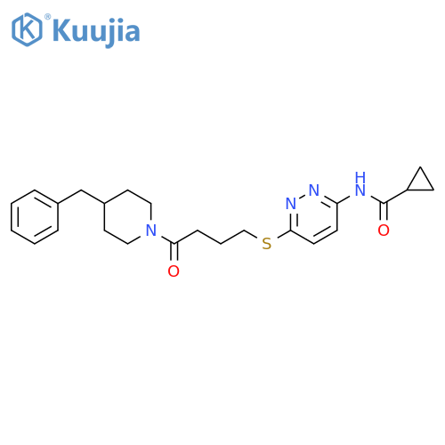 N-(6-{[4-(4-benzylpiperidin-1-yl)-4-oxobutyl]sulfanyl}pyridazin-3-yl)cyclopropanecarboxamide structure