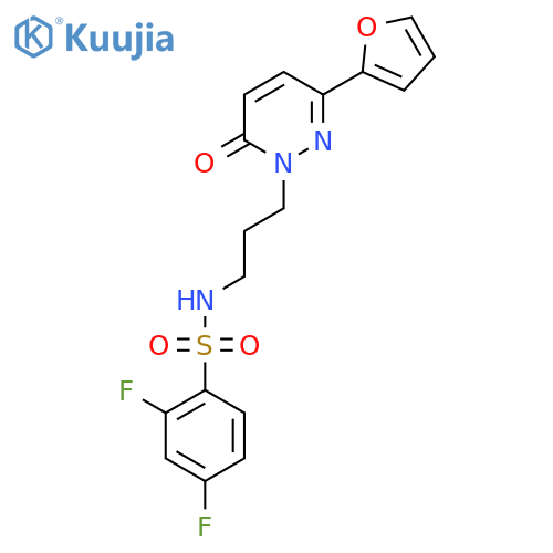 2,4-difluoro-N-{3-[3-(furan-2-yl)-6-oxo-1,6-dihydropyridazin-1-yl]propyl}benzene-1-sulfonamide structure
