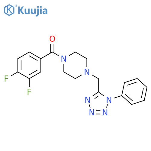 1-(3,4-difluorobenzoyl)-4-[(1-phenyl-1H-1,2,3,4-tetrazol-5-yl)methyl]piperazine structure