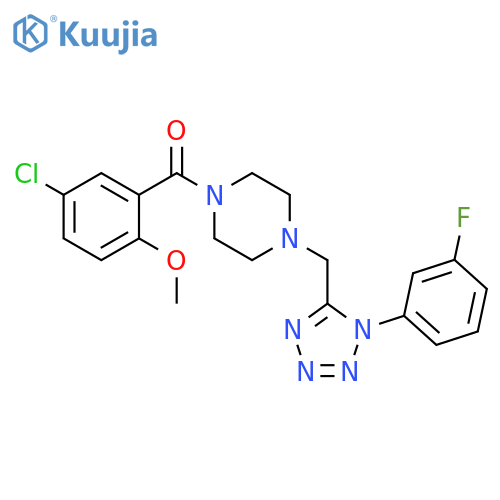1-(5-chloro-2-methoxybenzoyl)-4-{[1-(3-fluorophenyl)-1H-1,2,3,4-tetrazol-5-yl]methyl}piperazine structure