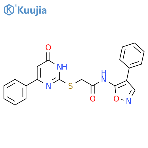 2-[(6-oxo-4-phenyl-1,6-dihydropyrimidin-2-yl)sulfanyl]-N-(4-phenyl-1,2-oxazol-5-yl)acetamide structure