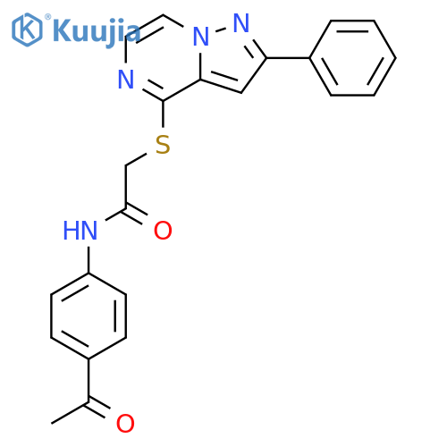 N-(4-acetylphenyl)-2-({2-phenylpyrazolo[1,5-a]pyrazin-4-yl}sulfanyl)acetamide structure