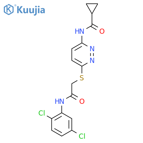 N-[6-({[(2,5-dichlorophenyl)carbamoyl]methyl}sulfanyl)pyridazin-3-yl]cyclopropanecarboxamide structure