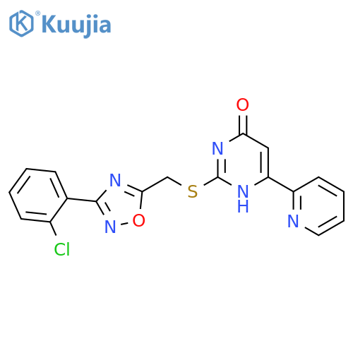 2-({[3-(2-chlorophenyl)-1,2,4-oxadiazol-5-yl]methyl}sulfanyl)-6-(pyridin-2-yl)pyrimidin-4-ol structure