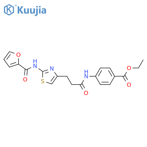ethyl 4-{3-[2-(furan-2-amido)-1,3-thiazol-4-yl]propanamido}benzoate structure