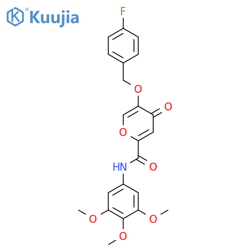 5-[(4-fluorophenyl)methoxy]-4-oxo-N-(3,4,5-trimethoxyphenyl)-4H-pyran-2-carboxamide structure