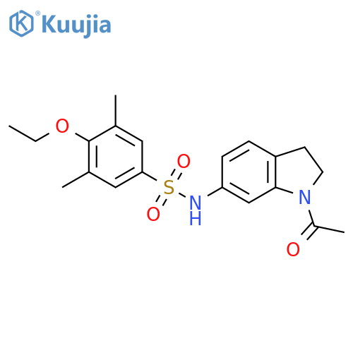 N-(1-acetyl-2,3-dihydro-1H-indol-6-yl)-4-ethoxy-3,5-dimethylbenzene-1-sulfonamide structure