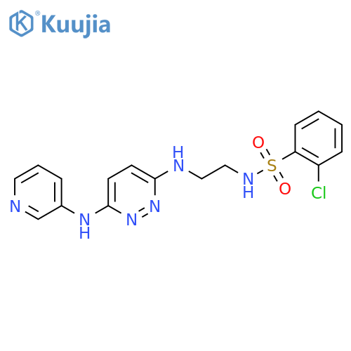 2-chloro-N-[2-({6-[(pyridin-3-yl)amino]pyridazin-3-yl}amino)ethyl]benzene-1-sulfonamide structure