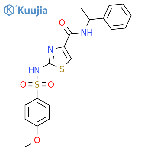 2-(4-methoxybenzenesulfonamido)-N-(1-phenylethyl)-1,3-thiazole-4-carboxamide structure